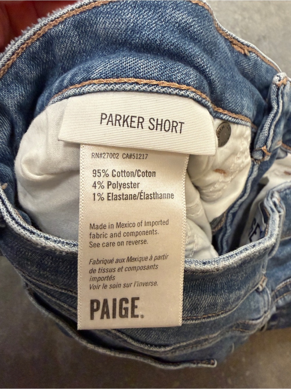 PAIGE Blue Distressed Denim Jean Shorts - Picture 6 of 6